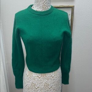 Theory 100% Cashmere Vibrant Green Crew Neck Sweater